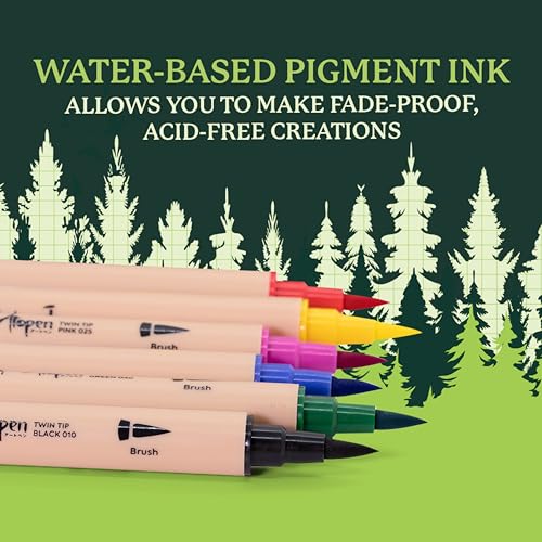 Dingbats* Notebooks Dingbats - Ātopen Dual Tip Pens - Water-based Coloring Markers - Brush Pens and Fine Tip Markers for Drawing, Journaling, Calligraphy - Primary Set - Image 4