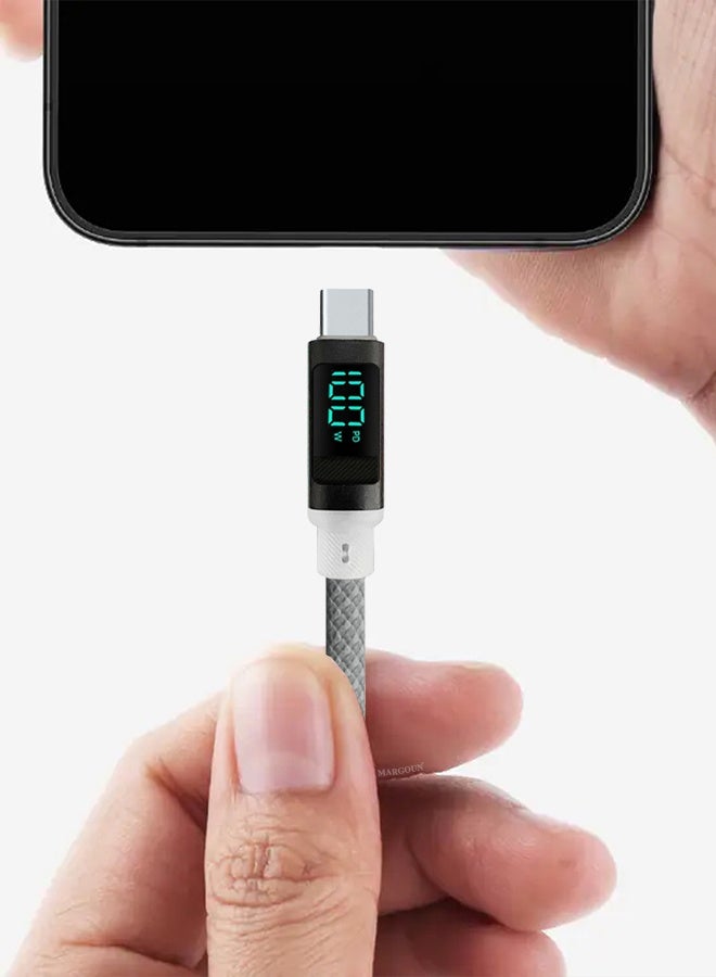 CATANES 2Packs 100W Fast Charging Cable USB-C to USB-C Built-in Power Display, PD 3.0 & Durable Braided Design 1M - Light Grey - Image 5