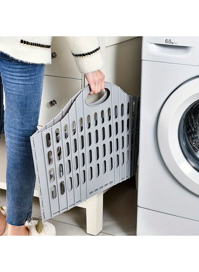 Blue Foldable Laundry Basket Small Wall Mounted Multi Compartment Storage Box - Image 2