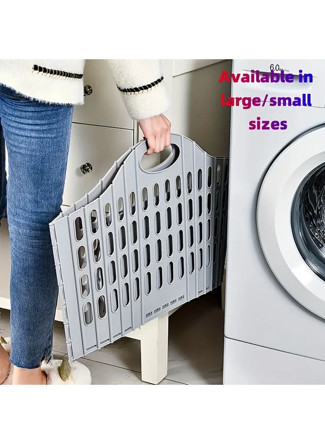 Blue Foldable Laundry Basket Small Wall Mounted Multi Compartment Storage Box - Image 1