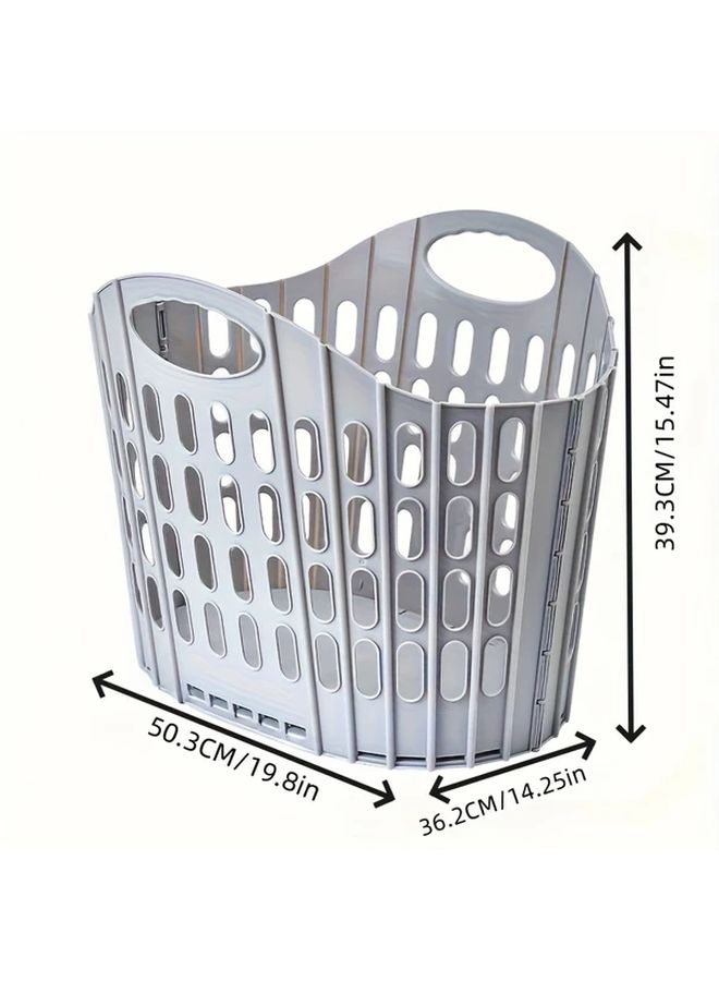 Blue Foldable Laundry Basket Small Wall Mounted Multi Compartment Storage Box - Image 5