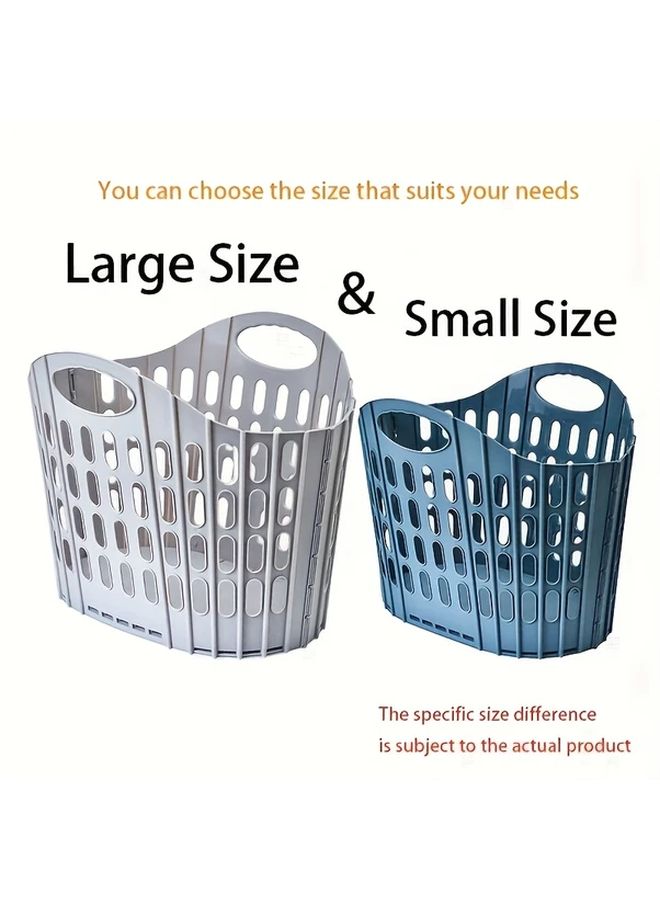 Blue Foldable Laundry Basket Small Wall Mounted Multi Compartment Storage Box - Image 3