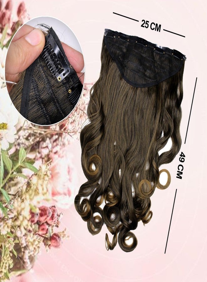 GLAN Soft and Silky Synthetic Hair Extension for Girls and Women 5Clips 18-22 InchesPack of 1 (Curly Brown Highlighting) - Image 1