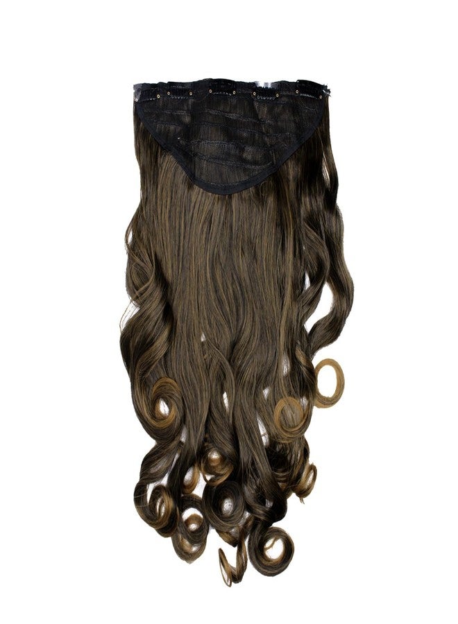GLAN Soft and Silky Synthetic Hair Extension for Girls and Women 5Clips 18-22 InchesPack of 1 (Curly Brown Highlighting) - Image 3