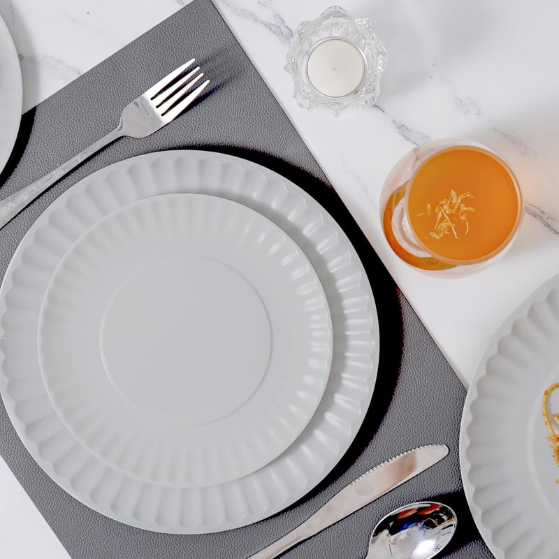 TP 105 inch Melamine Dinner Plates Set of 6 Lightweight Serving Round Salad Plate for 6 Dessert Dishes for Indoors and Outdoors Gray - Image 4