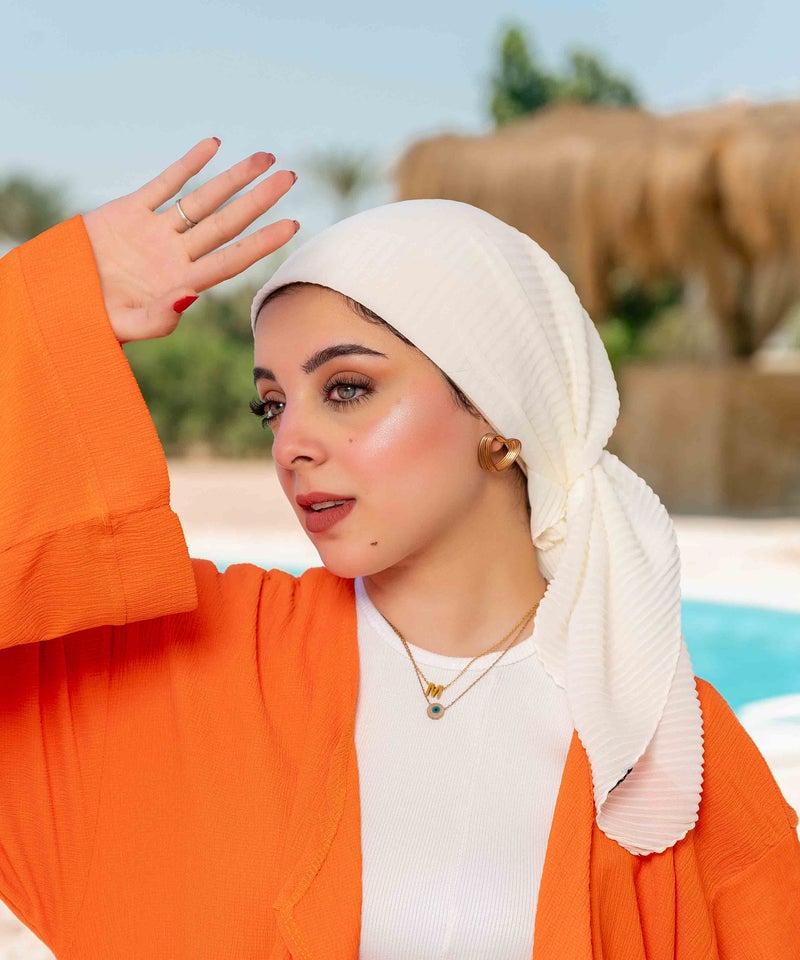 كايان طرحة ساتان أرماني بليسيه شيفون مربعة بتصميم مميز - متعدد الألوان - Image 2