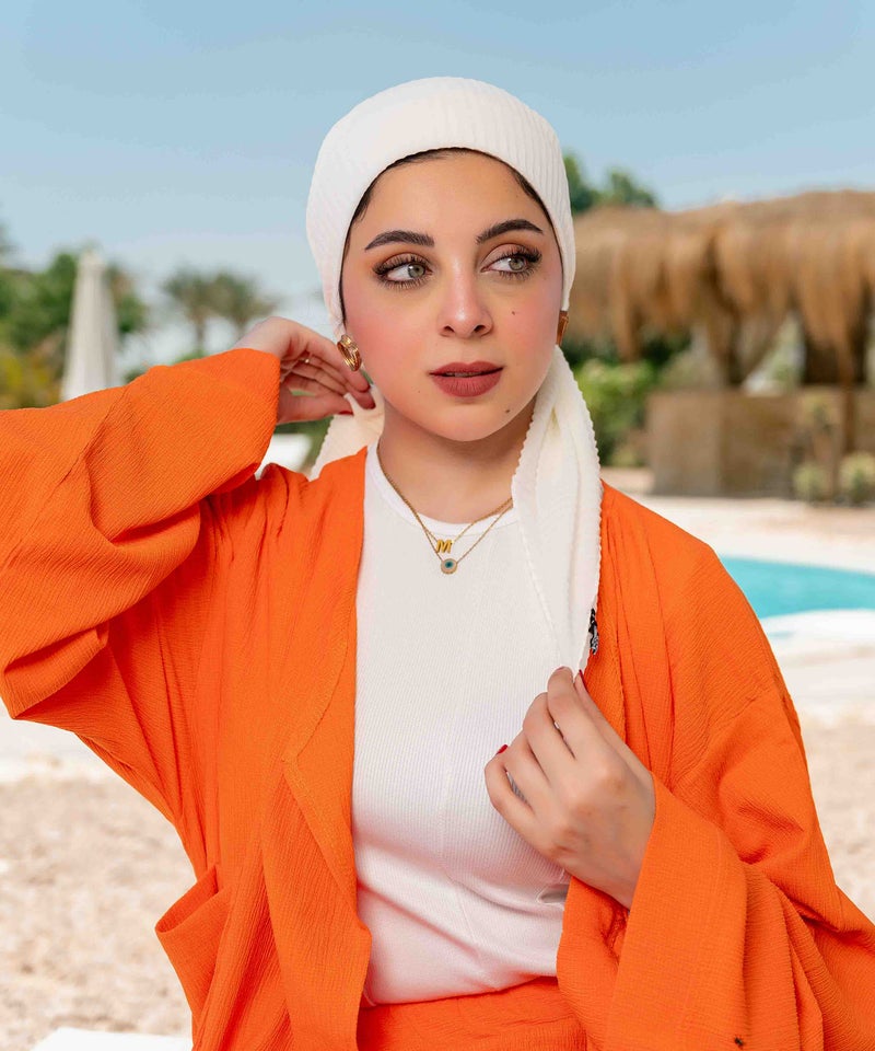 كايان طرحة ساتان أرماني بليسيه شيفون مربعة بتصميم مميز - متعدد الألوان - Image 4