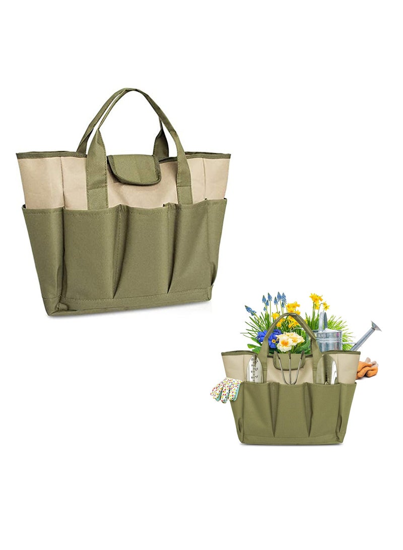 Generic Garden Tool Bag Canvas Heavy-duty Garden Tote with 8 Deep Pockets Heavy Duty Oxford Canvas Cloth Bag for Gardener Regular Size Tools Storage Gardening Gift for Women Men - Image 1