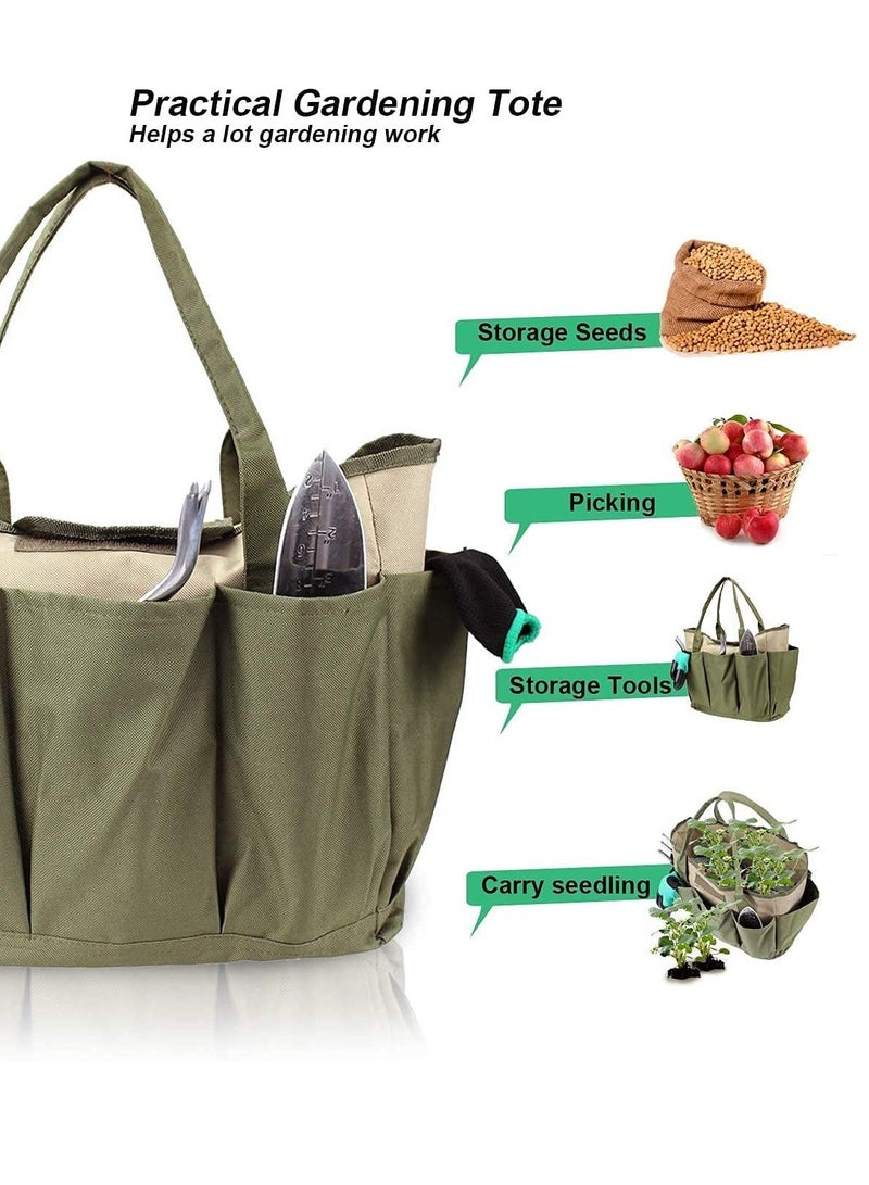 Generic Garden Tool Bag Canvas Heavy-duty Garden Tote with 8 Deep Pockets Heavy Duty Oxford Canvas Cloth Bag for Gardener Regular Size Tools Storage Gardening Gift for Women Men - Image 3