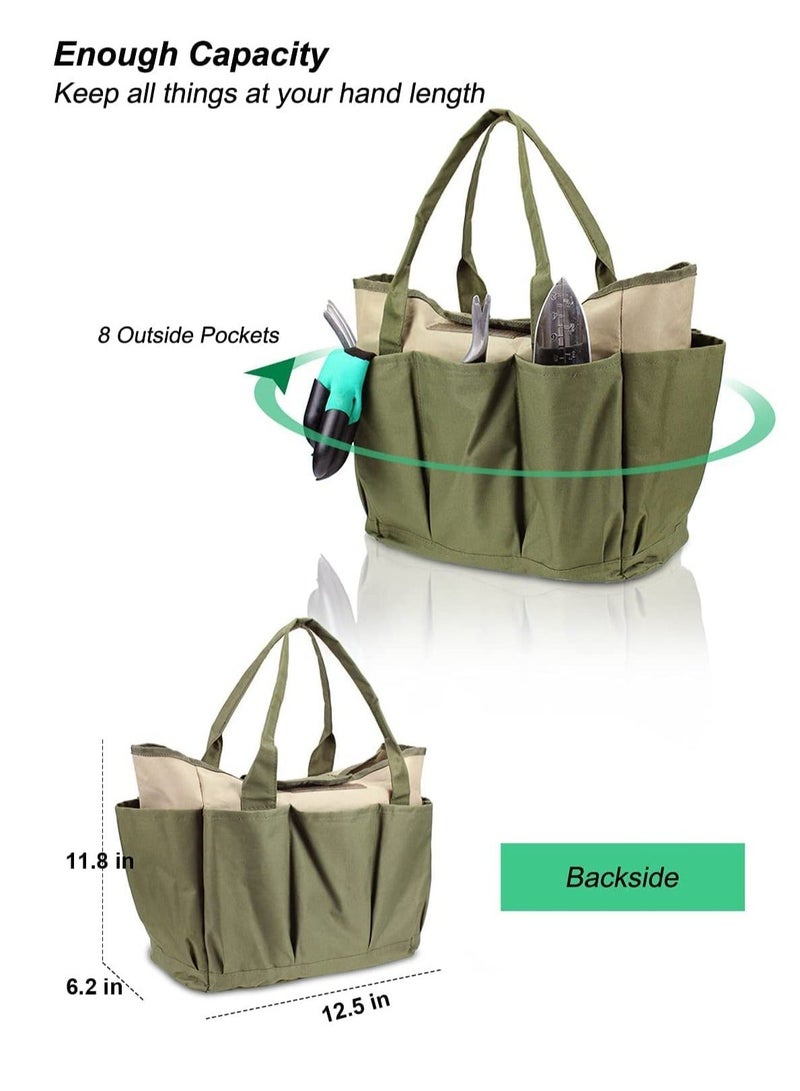 Generic Garden Tool Bag Canvas Heavy-duty Garden Tote with 8 Deep Pockets Heavy Duty Oxford Canvas Cloth Bag for Gardener Regular Size Tools Storage Gardening Gift for Women Men - Image 4