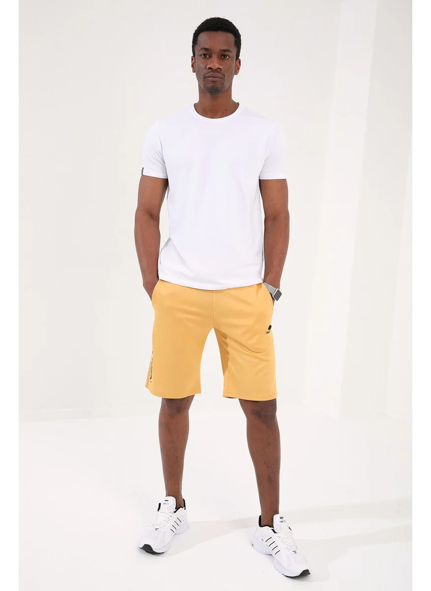 Tommy Life Mustard Men's Single Zipper Pocket Detail Lace-Up Standard Fit Shorts - 81202