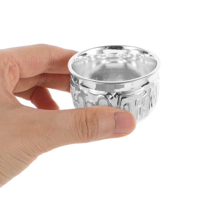 Retro Silver Embossed Wine Cup Shot Glass Set Reusable Bar Tableware - Image 5
