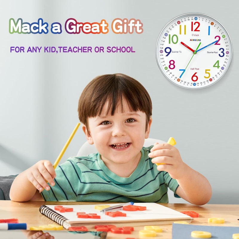 AIRUIFU Colorful Wall Clock for Kids - Image 2