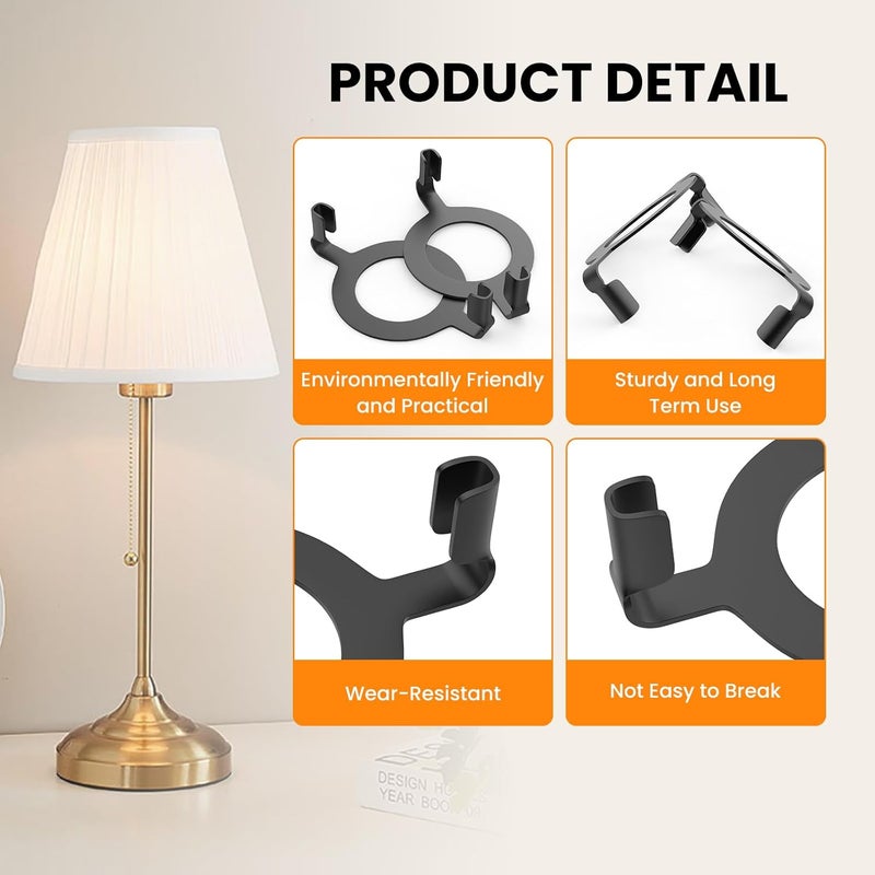 MARRTEUM E26 Lamp Harp Saddle Base Lampshade Holder 1-7/16" (36 mm) Non-Slip UNO Collar Adapter for E26 Threaded Base, 2pcs Black Tone - Image 3