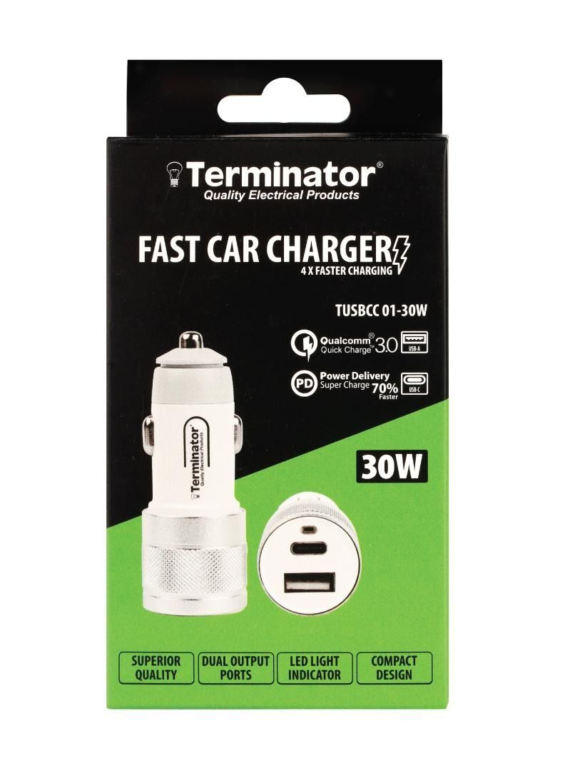 Terminator USB Car Charger with 30W Fast Charging USB-A (Qualcomm 3.0) - Image 2
