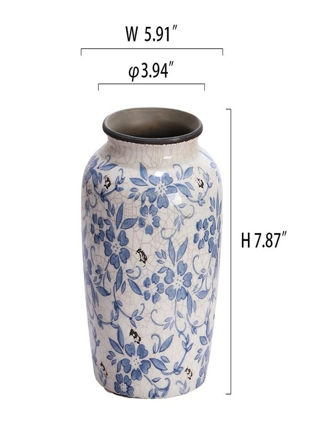 Denique Vintage Blue and White Porcelain Vase Ceramic Vase for Home Decor, Retro Crack Blue Flower Vase Pottery Vase Chinoiserie Decor - Image 2