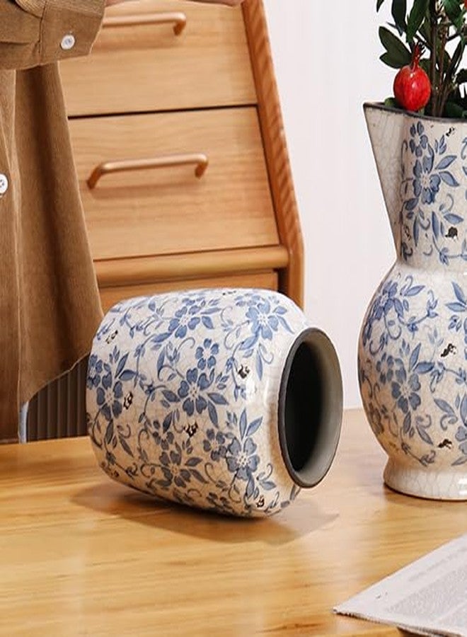 Denique Vintage Blue and White Porcelain Vase Ceramic Vase for Home Decor, Retro Crack Blue Flower Vase Pottery Vase Chinoiserie Decor - Image 4