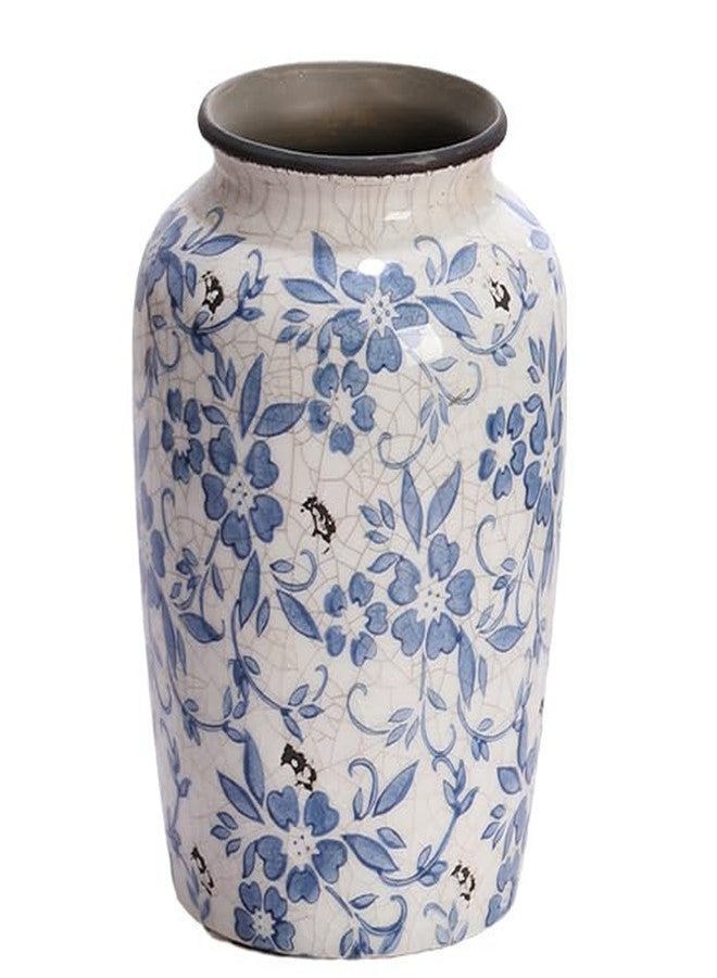 Denique Vintage Blue and White Porcelain Vase Ceramic Vase for Home Decor, Retro Crack Blue Flower Vase Pottery Vase Chinoiserie Decor - Image 1