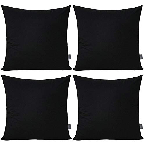 Thmyo 4Pack 100 Cotton Comfortable Solid Decorative Throw Pillow Case Square Cushion Cover Pillowcase Sublimation Blank Pillow Covers Christmas DIY Throw Pillowcase for Sofa24x24inch60x60cmBlack