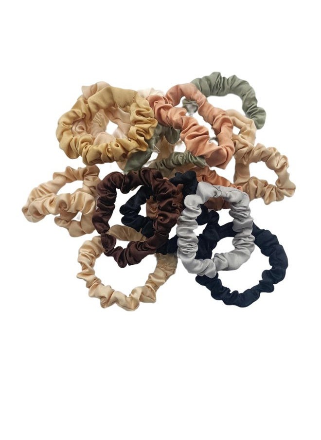 PNEIFON - Silk Hair Scrunchy Skinny Scrunchy Hair Ties 8 PcsSoft Comfortable Small Silk Scrunchy Skinn Ropes Elastics Ponytail Holders for Women Girls Hair Accessories - Image 1