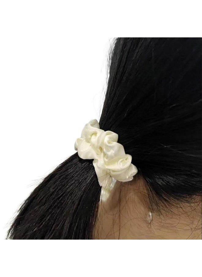 PNEIFON - Silk Hair Scrunchy Skinny Scrunchy Hair Ties 8 PcsSoft Comfortable Small Silk Scrunchy Skinn Ropes Elastics Ponytail Holders for Women Girls Hair Accessories - Image 1