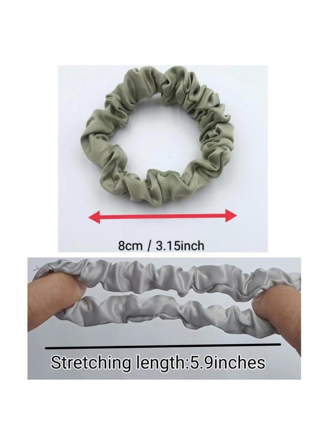 PNEIFON - Silk Hair Scrunchy Skinny Scrunchy Hair Ties 8 PcsSoft Comfortable Small Silk Scrunchy Skinn Ropes Elastics Ponytail Holders for Women Girls Hair Accessories - Image 1