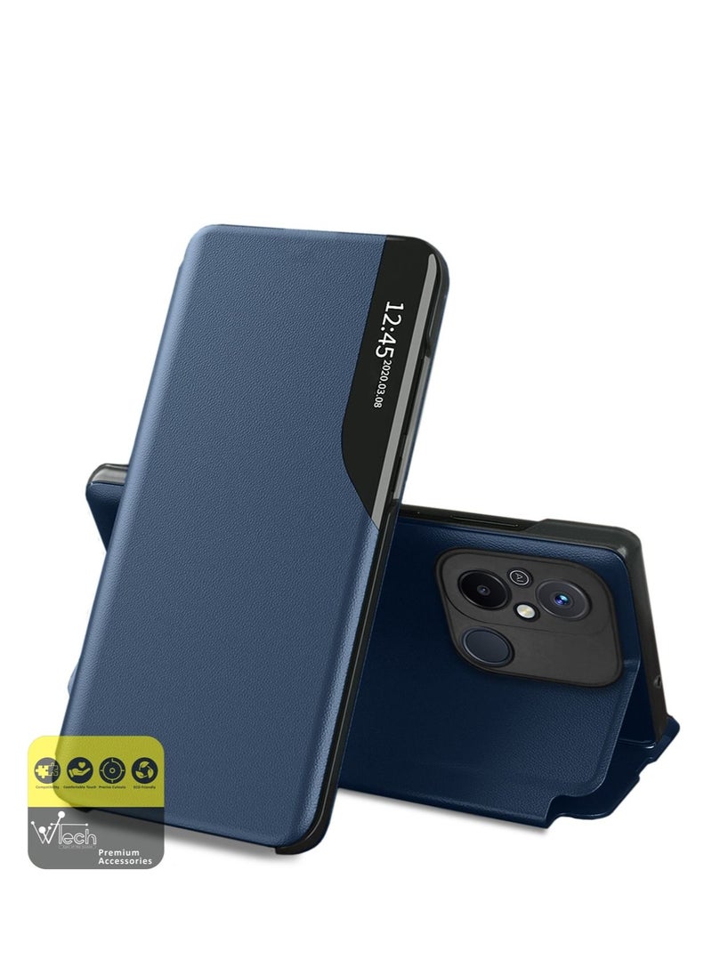 Wtech - Smart Mirror Window Flip Phone Case Auto Sleep Wake Case Cover For Xiaomi Redmi 12C 4G 2023 Blue - Image 1
