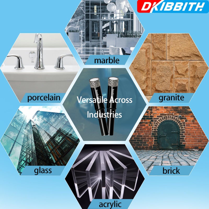 DKIBBITH 5 Packs 1/4" Diamond Drill Bits for Tile, Porcelain, Ceramic, Granite, Marble, Stone, Glass, Dry Drilling Tile Drill Btis with Storage Case and 1/4" Round Shank. - Image 5