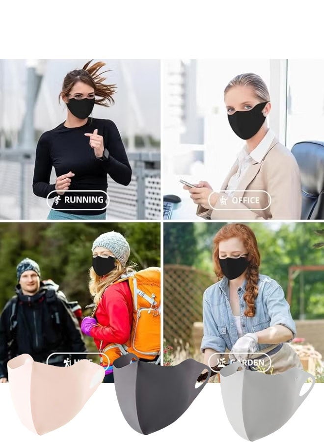 Happy D 8-piece set of 3D seamless masks, outdoor sports UV-proof sun protection masks, breathable ice silk polyester sun protection masks, available in black, light pink, gray, and dark gray. - Image 3
