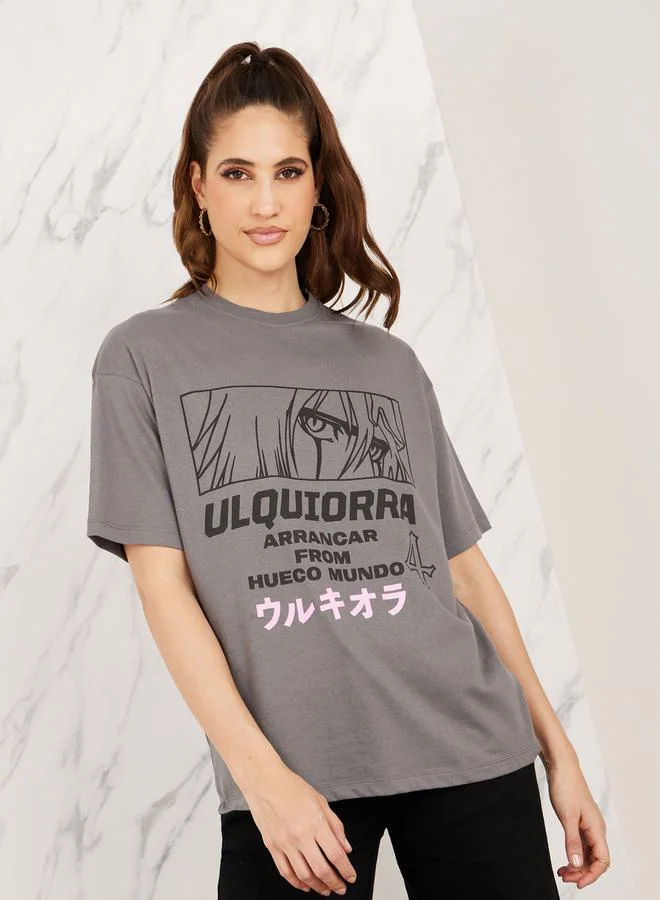 Styli Oversized Anime Graphic Print Longline T-shirt