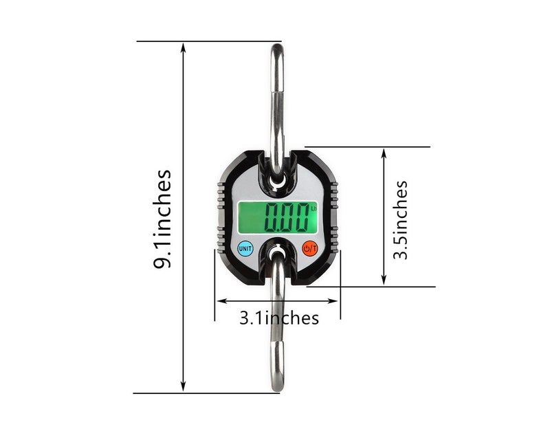 Klau Portable Mini Crane Scale 150 kg / 300 lb Heavy Duty Digital Hanging Scales LCD Display with Backlight for Home Farm Hunting Outdoor Black - Image 2