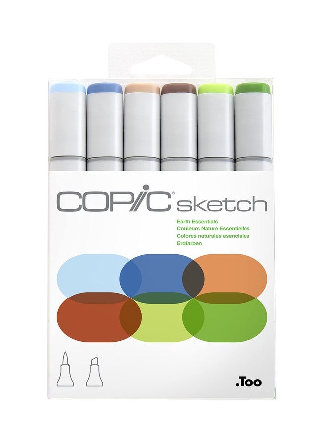 Copic Marker Sketch Markers, Earth Essentials, 6-Pack - Image 1