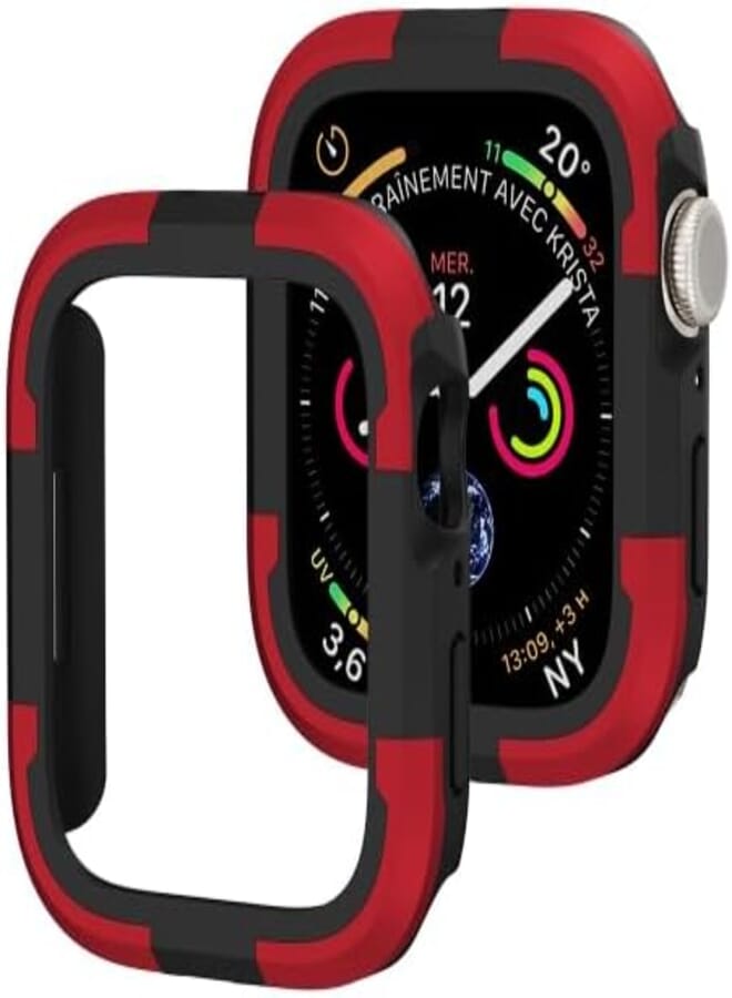 Next Next Store Silicone Armor Watch Case Compatible with iWatch Series 7/8/9-45mm (Red)