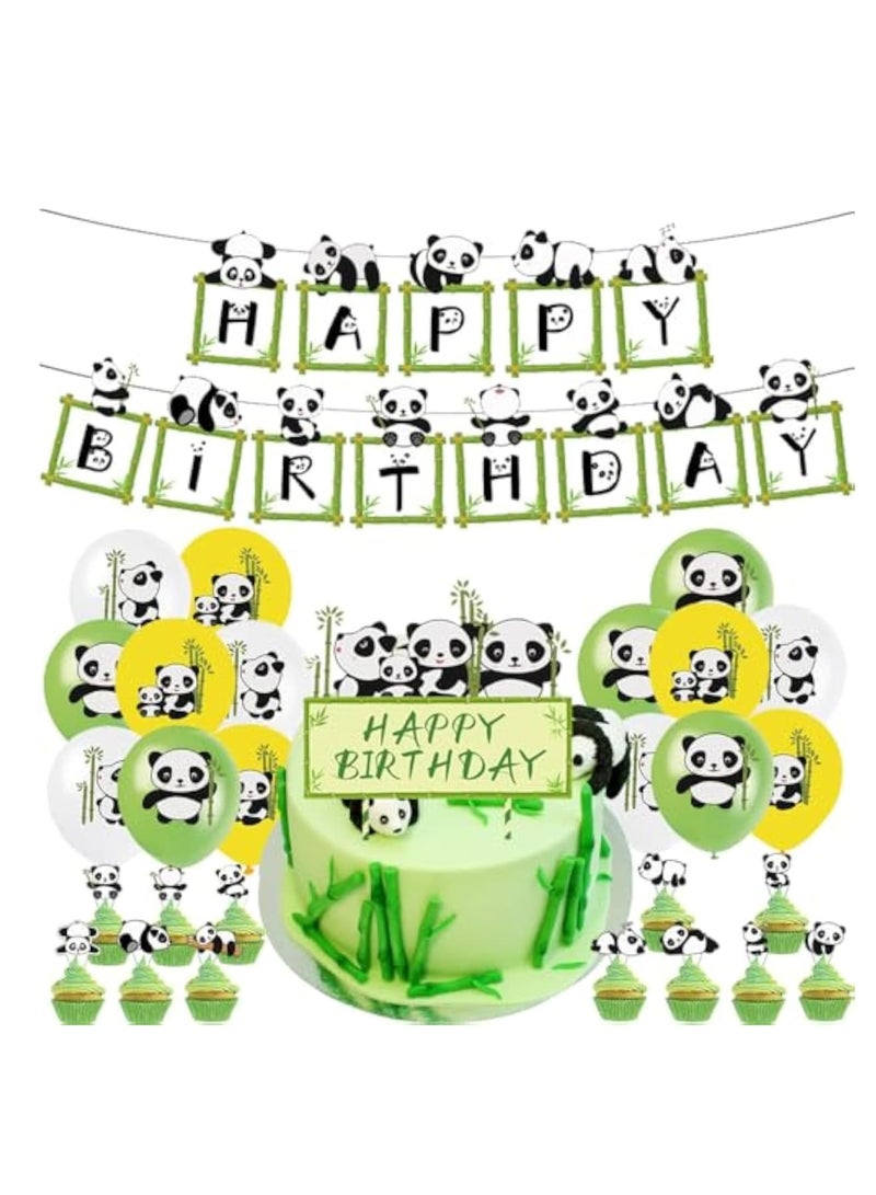 Zikra Panda Party Decorations, Birthday Party Decorations, Panda Balloons, Birthday Decorations Set, Panda Party Supplies, Happy Birthday Banner, Birthday Balloons, Cake Toppers for Birthday Party - Image 1