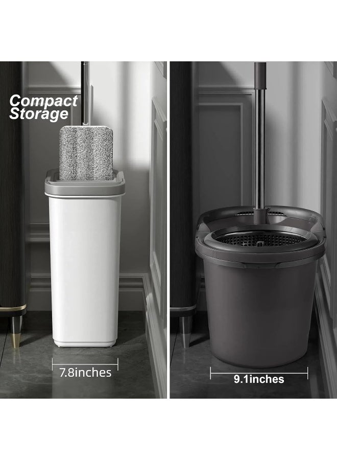 Mop and Bucket with Wringer Set, Hands Free Flat Floor Mops for Floor Cleaning, 6 Washable Microfiber Pads, Wet and Dry Use, Home Floor Cleaning System for All Floor Types and Windows - Image 3