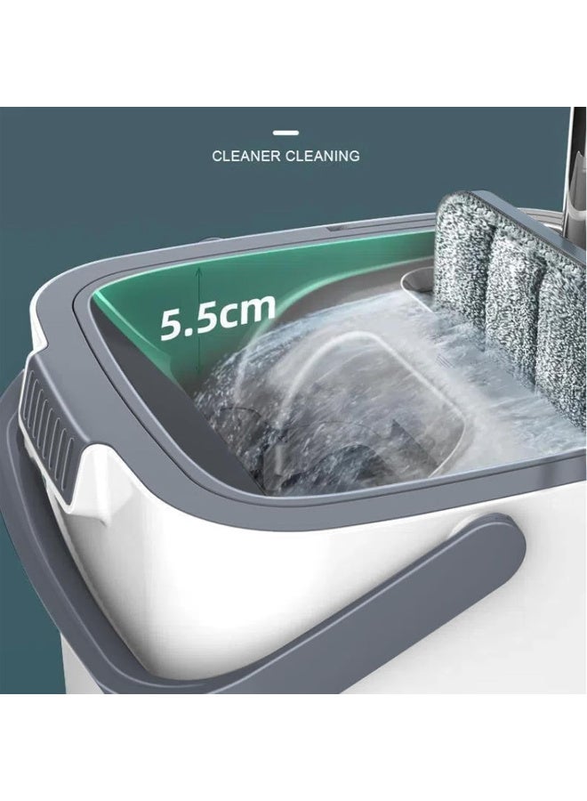 Mop and Bucket with Wringer Set, Hands Free Flat Floor Mops for Floor Cleaning, 6 Washable Microfiber Pads, Wet and Dry Use, Home Floor Cleaning System for All Floor Types and Windows - Image 2