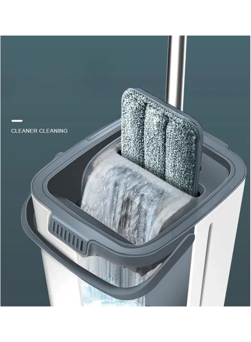Mop and Bucket with Wringer Set, Hands Free Flat Floor Mops for Floor Cleaning, 6 Washable Microfiber Pads, Wet and Dry Use, Home Floor Cleaning System for All Floor Types and Windows - Image 5