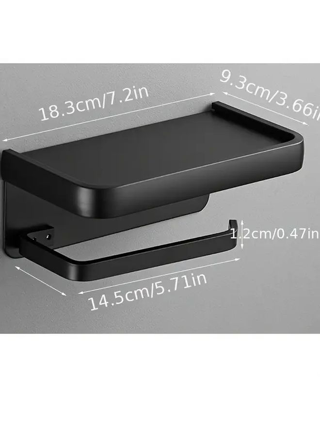 Wall Mounted Dark Grey Toilet Paper Holder With Shelf Bathroom Storage - Image 3