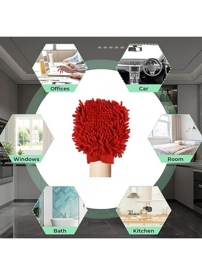 Kuber Industries Gloves | Microfiber Cleaning Gloves | Chenille Mitts for Kitchen | 50 GSM Hand Duster for Kitchen | Hand Gloves for Car | Duster for Glass | Pack of 2 | Multi - Image 4