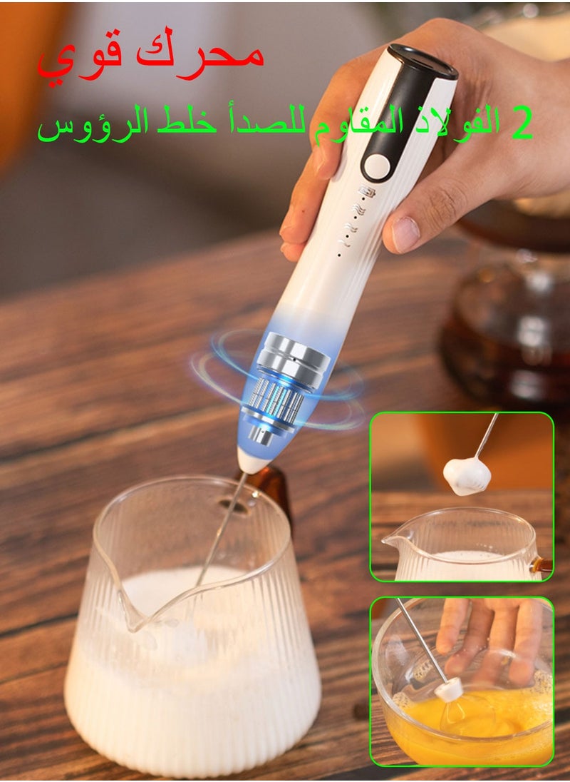 Syarme Milk Frother, Handheld Foam Maker, Rechargeable Drink Foam Mixer with 2 Heads 1 Stand, 3 Speeds Adjustable Mini Blender for Coffee, Smoothie, Egg, Hot Chocolat  - Image 5