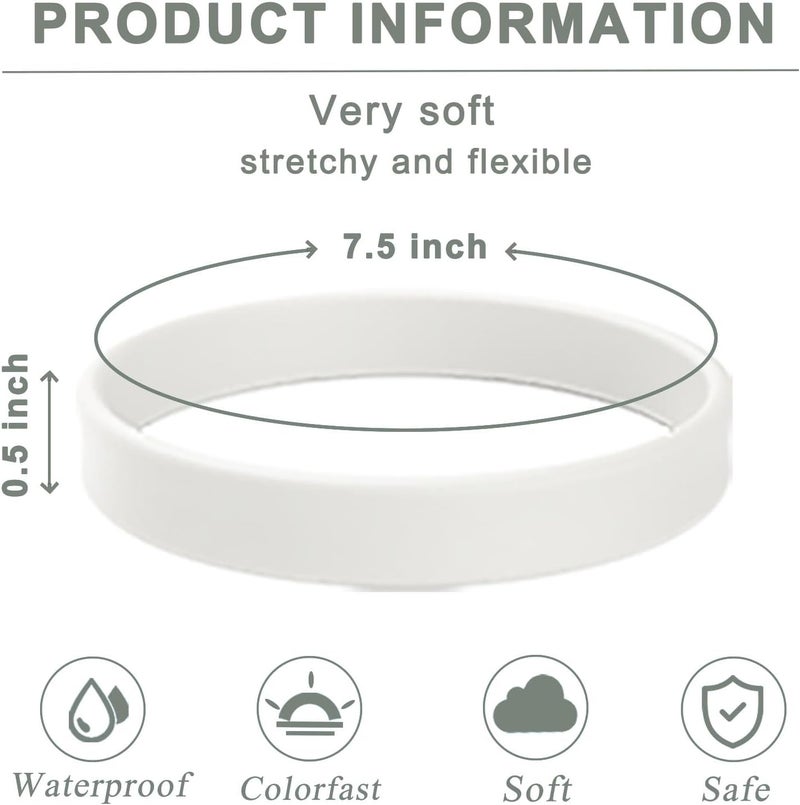 ZiKON 12 Pcs Solid Color Silicone Wristbands Blank Stretch Silicone Wristbands Colorful Rubber Bracelets for Women Men Gifts - Image 2