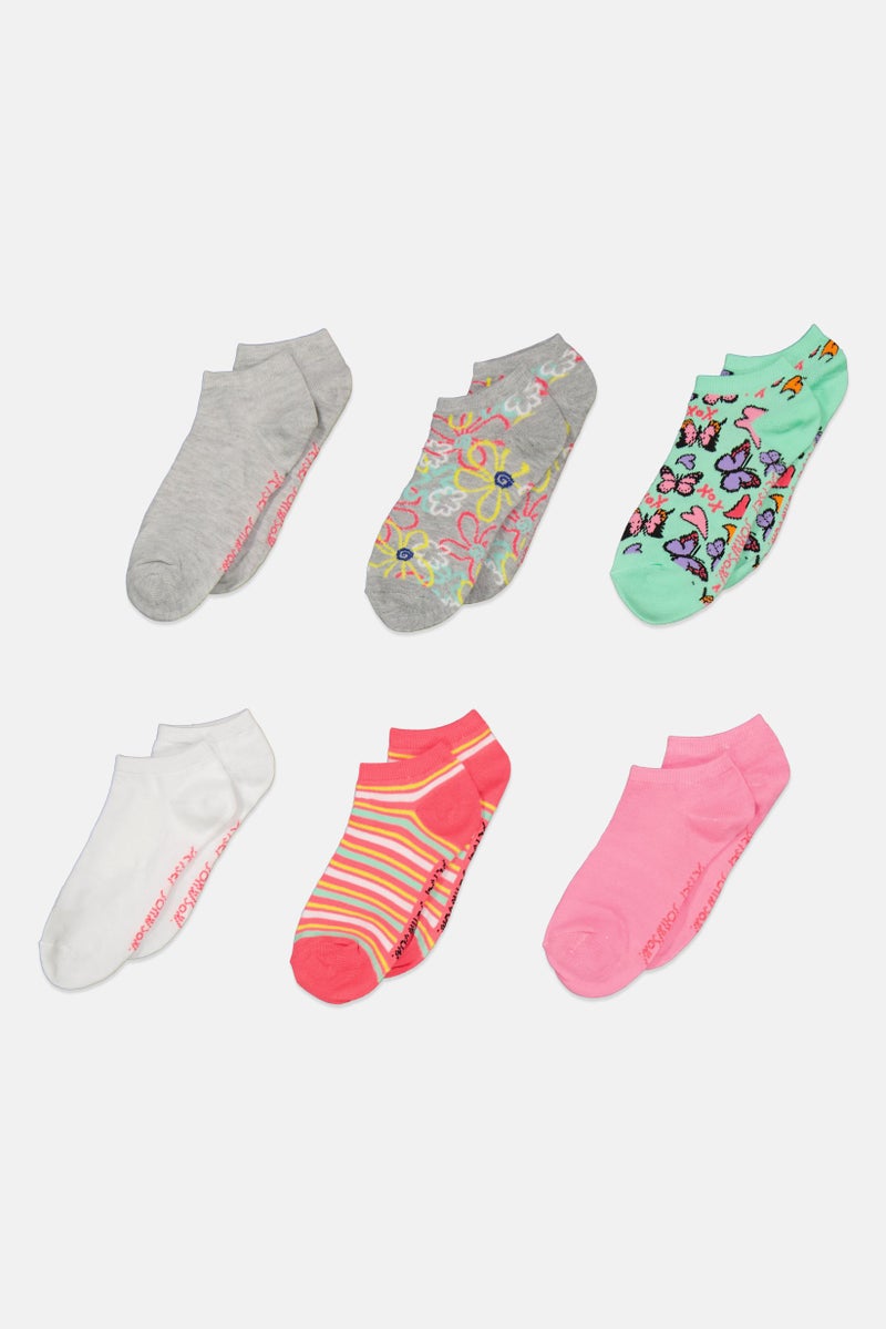 Betsey Johnson Women 6 Pair Textured Low Cut Socks, Grey - Image 1