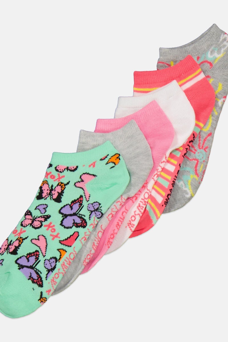 Betsey Johnson Women 6 Pair Textured Low Cut Socks, Grey - Image 2