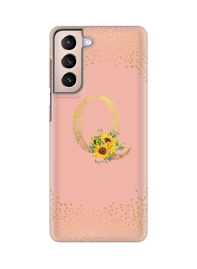 Stylizedd Monogram Slim Cover for Samsung Galaxy S21 Plus 5G Case Custom Initials Letter Floral Pattern Snap Series Mobile Cover Matte Alphabet  - Q (Rose Pink) - Image 1