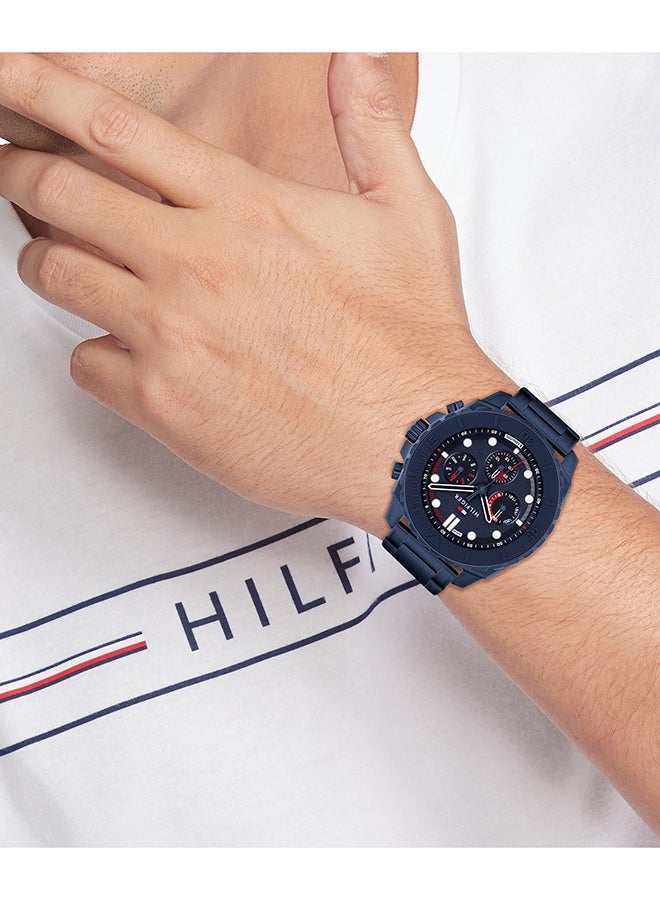 TOMMY HILFIGER ROUND ANALOG MEN'S NAVY CASE WATCH - 1710691 - Image 2