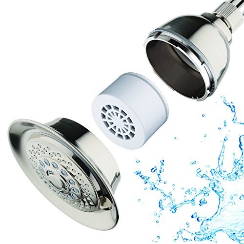 Hotel Spa 1152 AquaCare Head 5 Inch Face 6 Setting Showerhead with 3 Stage Shower Filter Cartridge Inside. (Brushed Nickel Finish) - Image 4