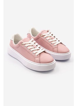 Women Low Cut Casual Shoes, White and Pink