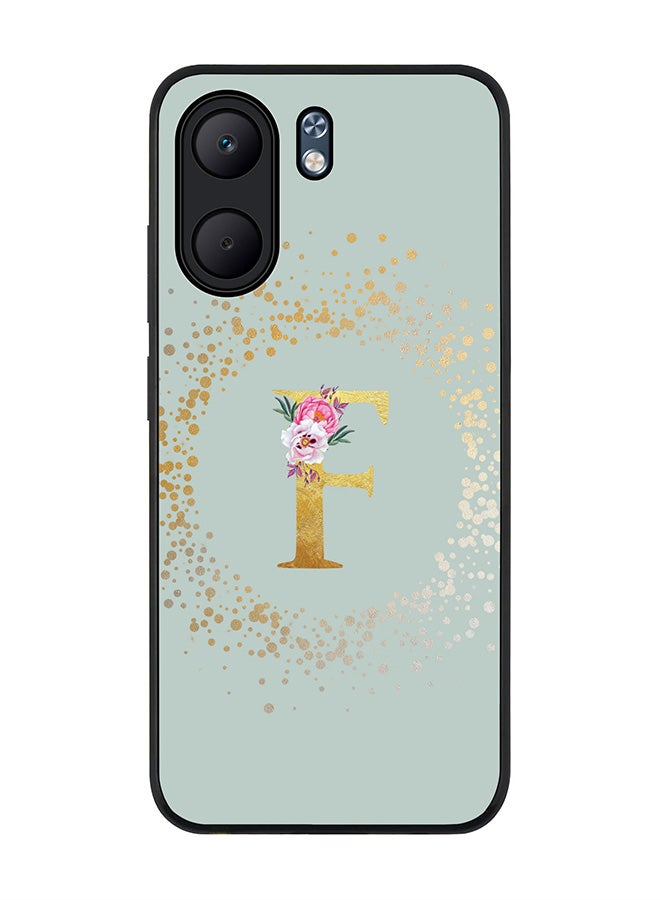 Stylizedd For Oppo A5x 5G / A5x 4G Case,Slim fit Camera Protection, Shockproof Thin Phone cover  - Custom Monogram Floral - F  (Light Grey )
