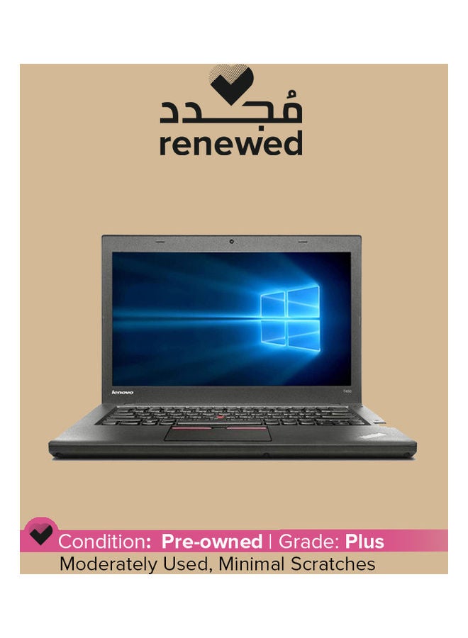لينوفو مُجدد- لابتوب ثينك باد T450 عام  (2015) بشاشة مقاس 14 بوصة ومعالج إنتل كور i5 الجيل الرابع/ وذاكرة رام 8 جيجابايت/ ومحرك أقراص SSD سعة 128 جيجابايت/ وبطاقة رسومات إنتل بدقة عالية الوضوح- لون أسود اللغة الإنجليزية أسود - Image 1
