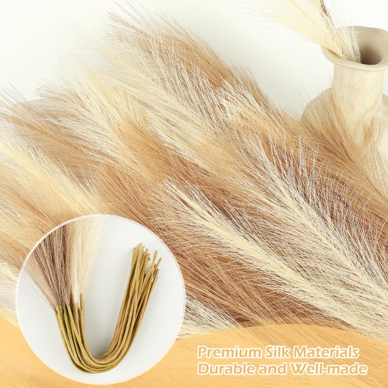 MUUNC Pampas Grass Decor 30 Pcs 21.7 Inch Faux Brown Pampas Grass Bulk Artificial Dried Flowers Small Vase Filler Pompas Grass. - Image 4